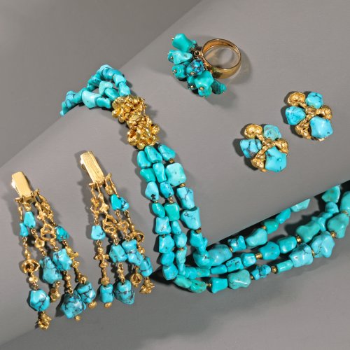 Ebbe Weiss-Weingart, four-piece turquoise set