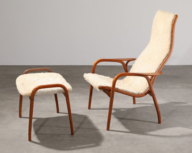 Hauptbild zu Objekt, Yngve Ekstr&ouml;m, Svedese, Chair, model Lamino + footstool, Swedese, K-13 419