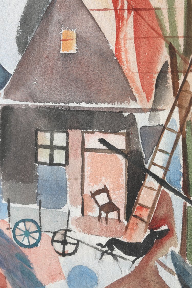 Bild 2 zu Objekt, Ludwig Gabriel Schrieber, Nach einer D&uuml;sseldorfer Bombennacht, Watercolor on paper, K-13 197