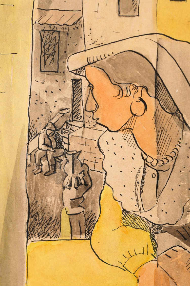 Bild 3 zu Objekt, Edmund Daniel Kinzinger. Zwei Italienerinnen auf dem Altan, watercolor, K-13 186