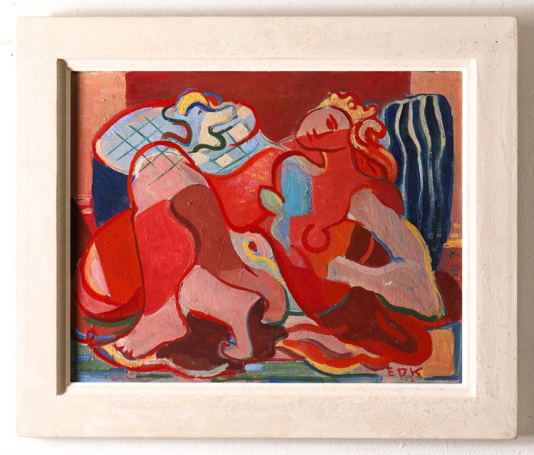 Bild 1 zu Objekt, Edmund Daniel Kinzinger, Nude in Rea, Oil on hardboard, K-13 187