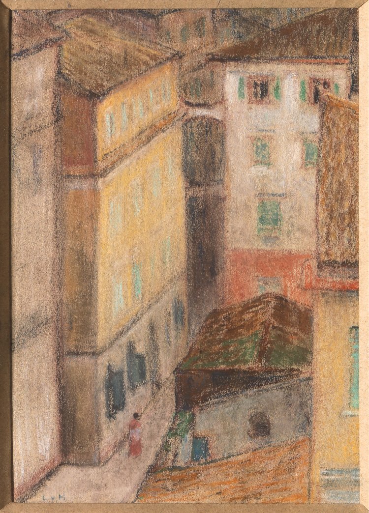 Hauptbild zu Objekt, Ludwig von Hofmann. Street in Corfu. 1907. Pastel, K-13 190