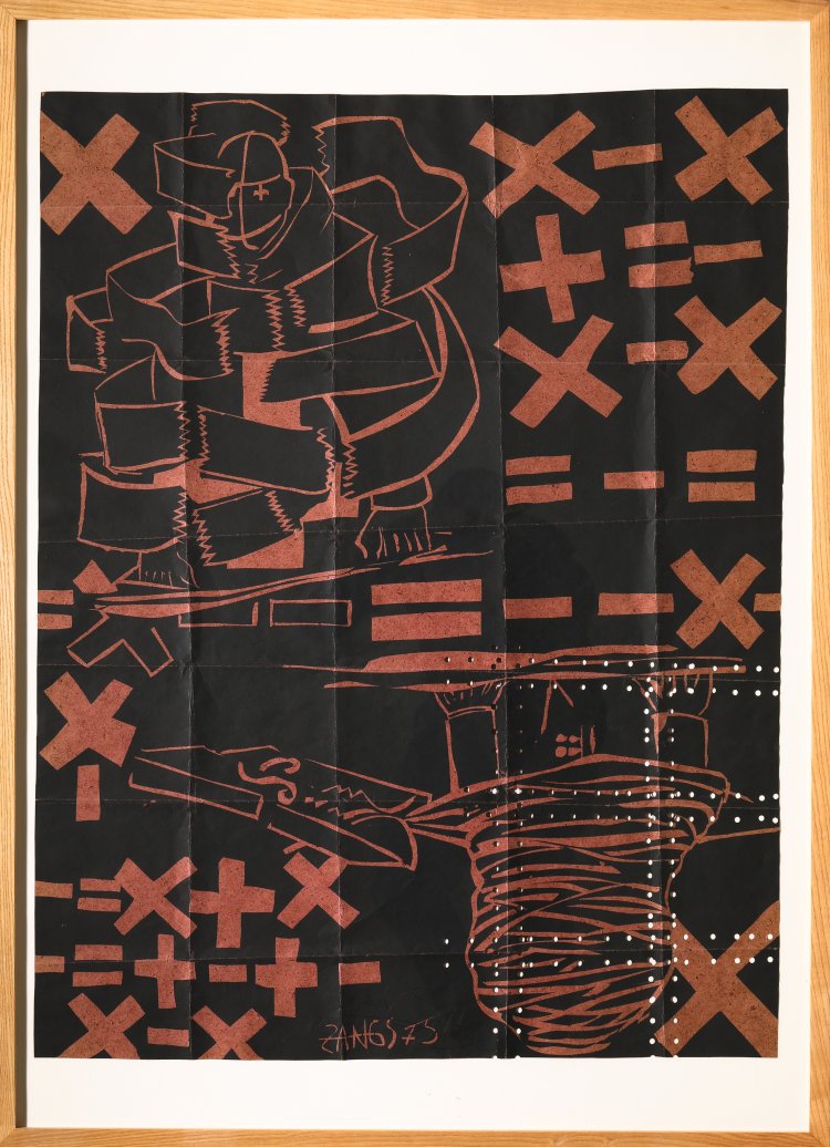 Bild 1 zu Objekt, Herbert Zangs*, Hand-reworked screen print, folded. Unique. 1975, K-13 230