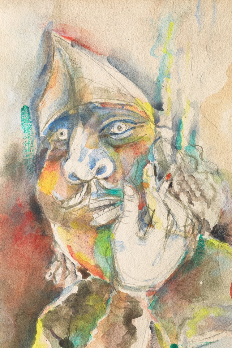 Bild 3 zu Objekt, Paritosh Sen, Untitled (Man smoking Cigarrete), 1980, Acrylic as watercolor/paper, K-13 330