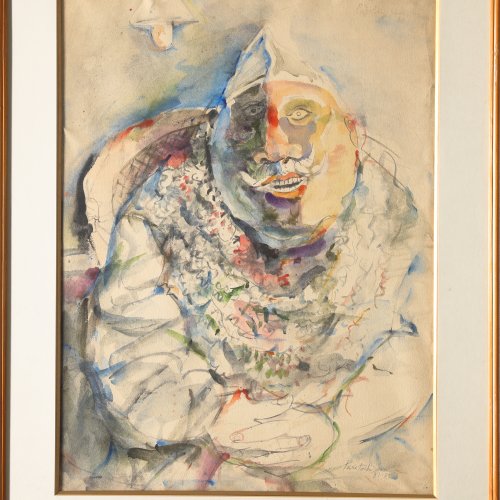 Paritosh Sen, The Man with the Garlands, 1981-89, Acrylic as watercolor/paper