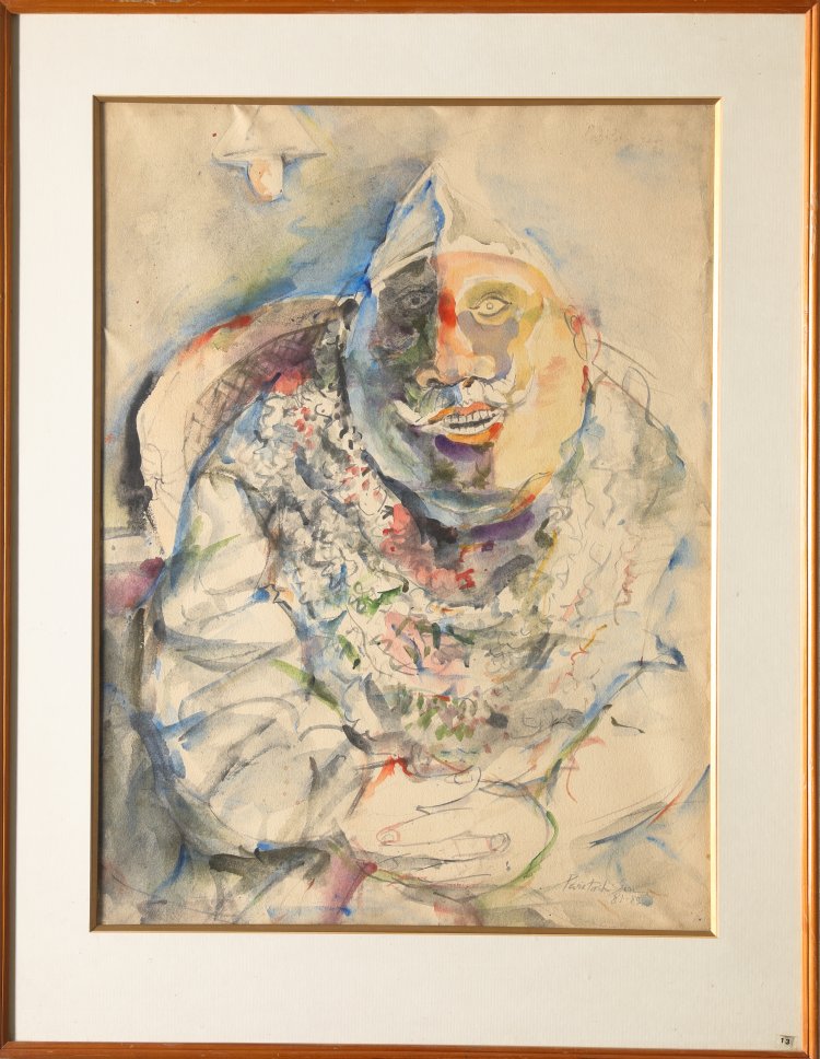 Hauptbild zu Objekt, Paritosh Sen, The Man with the Garlands, 1981-89, Acrylic as watercolor/paper, K-13 331