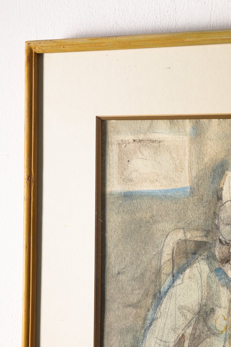 Bild 3 zu Objekt, Paritosh Sen, Man Counting Money Behind the Curtain, 1980, Mischtechnik/ Papier, K-13 332