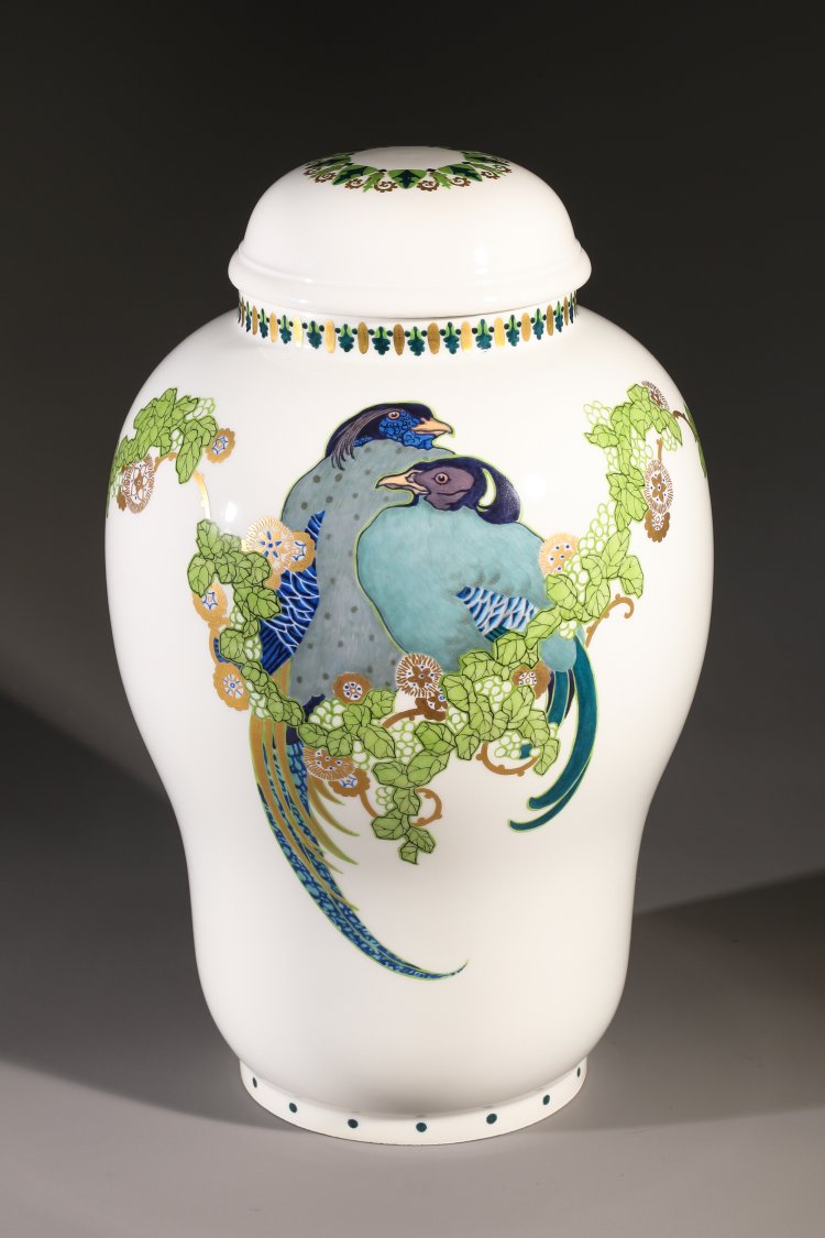 Hauptbild zu Objekt, Theodor Schmuz-Baudiss, Lidded vase with a pair of pheasants for the KPM Berlin, K-13 84