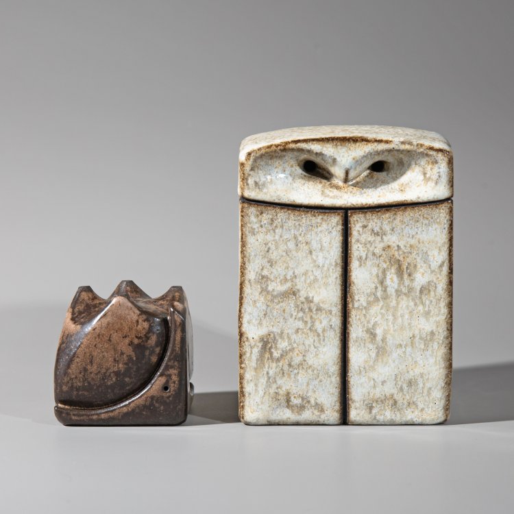 Bild 1 zu Objekt, Two square ceramics brown and white, Rolf Overberg, K-13O 98