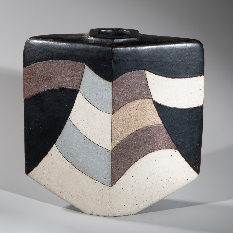 Hauptbild zu Objekt, Large vase white black brown, Antje Br&uuml;ggemann-Breckwoldt, K-13O 30
