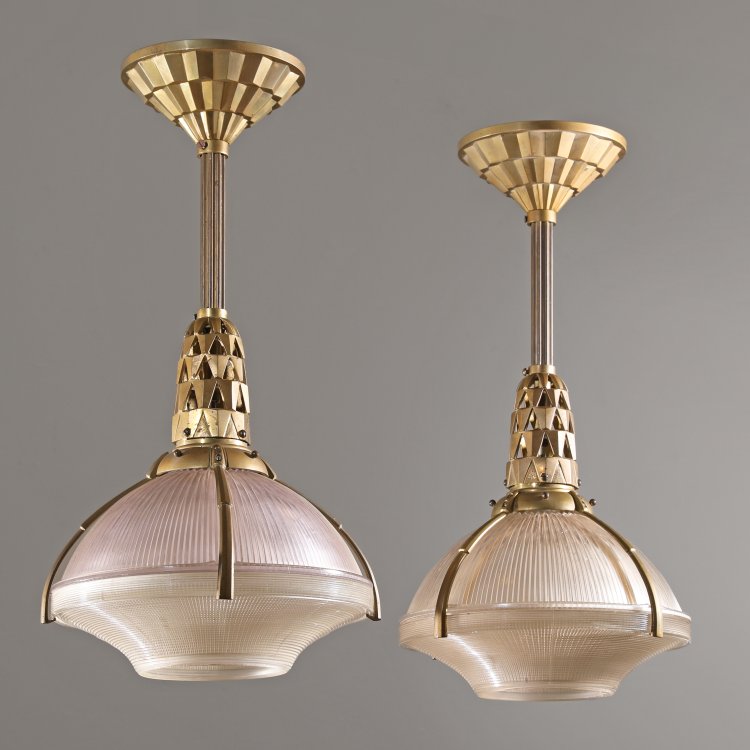 Hauptbild zu Objekt, 2 ceiling lights Holophane, Jacques-Emile Ruhlmann, K-14 29