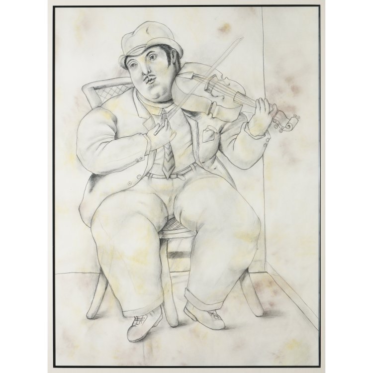 Hauptbild zu Objekt, Untitled (Man with Violin), Fernando Botero (in the style of), K-14 262