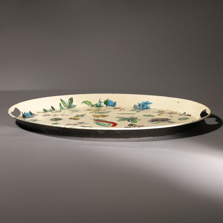Bild 3 zu Objekt, Seltenes, ovales Tablett Motiv verschiedener Pflanzen, Piero Fornasetti, Fornasetti, K-14 548