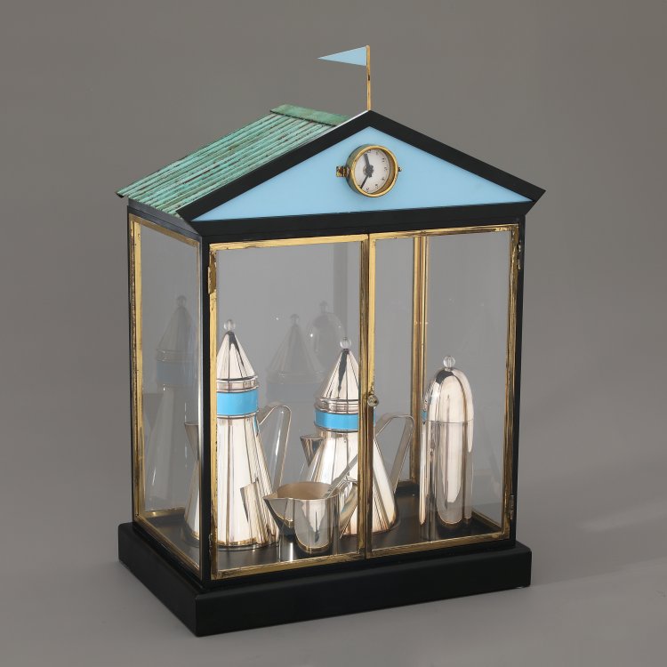 Hauptbild zu Objekt, Limited tea and coffee service in presentation showcase model Piazza, Aldo Rossi, Alessi, K-14 655