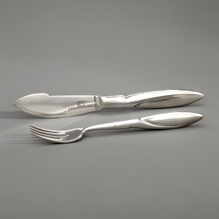 Hauptbild zu Objekt, Fischmesser und Fischgabel, 1905/1906, Henry van de Velde, Koch & Bergfeld, Bremen, K-14 36