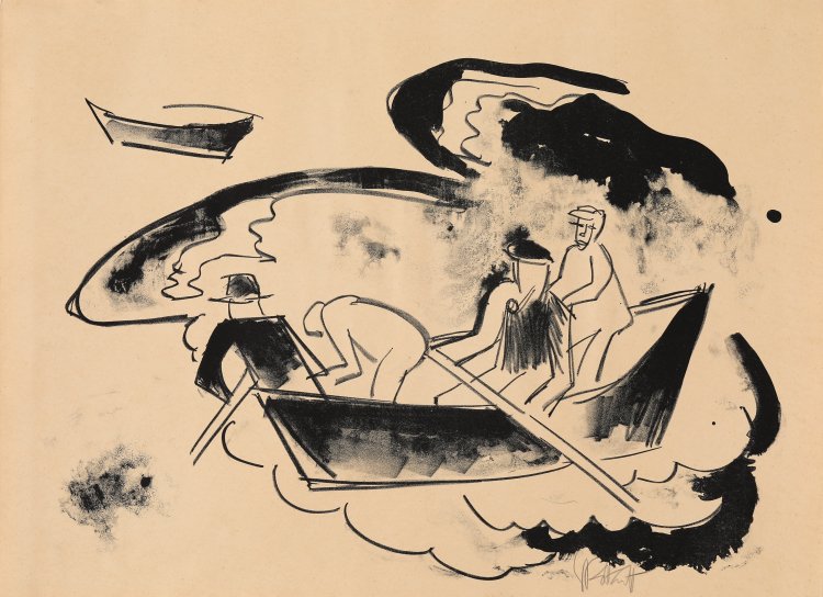 Bild 1 zu Objekt, II. Kestner Mappe Schmidt-Rottluff: Fischer, 1923, Karl Schmidt-Rottluff, K-14 243