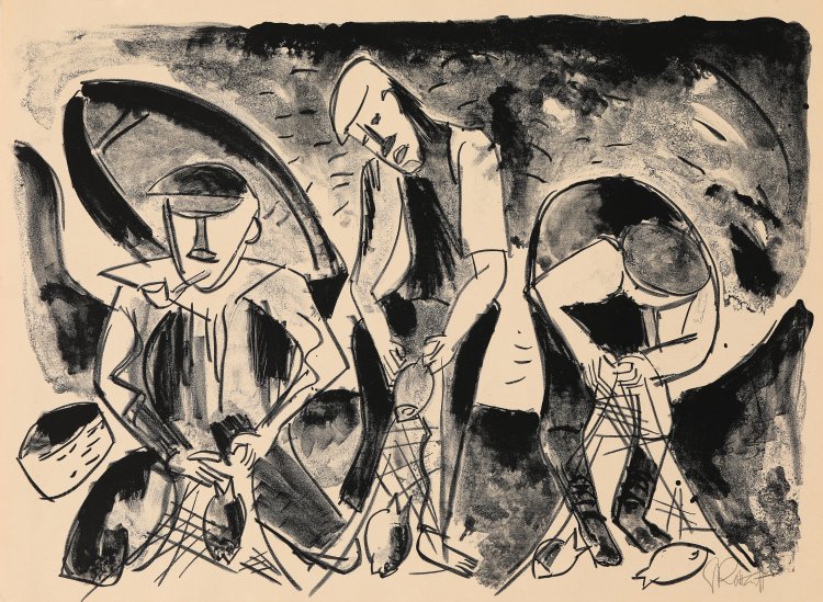 Bild 4 zu Objekt, II. Kestner Mappe Schmidt-Rottluff: Fischer, 1923, Karl Schmidt-Rottluff, K-14 243