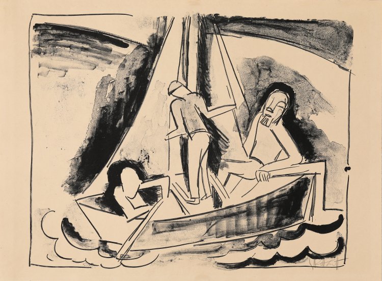 Bild 6 zu Objekt, II. Kestner Mappe Schmidt-Rottluff: Fischer, 1923, Karl Schmidt-Rottluff, K-14 243