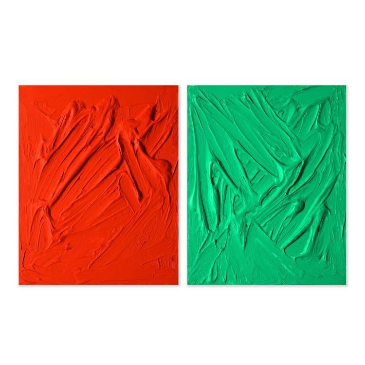 Hauptbild zu Objekt, Orange und Gr&uuml;n, 1997, Gerhard Merz, K-14 361