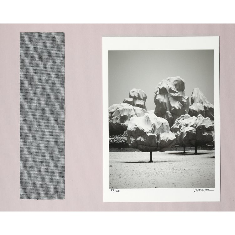 Hauptbild zu Objekt, Wrapped Trees, photography and fabric pattern, 1997-1998,  Christo und Jeanne Claude,Wolfgang Volz, K-14 332