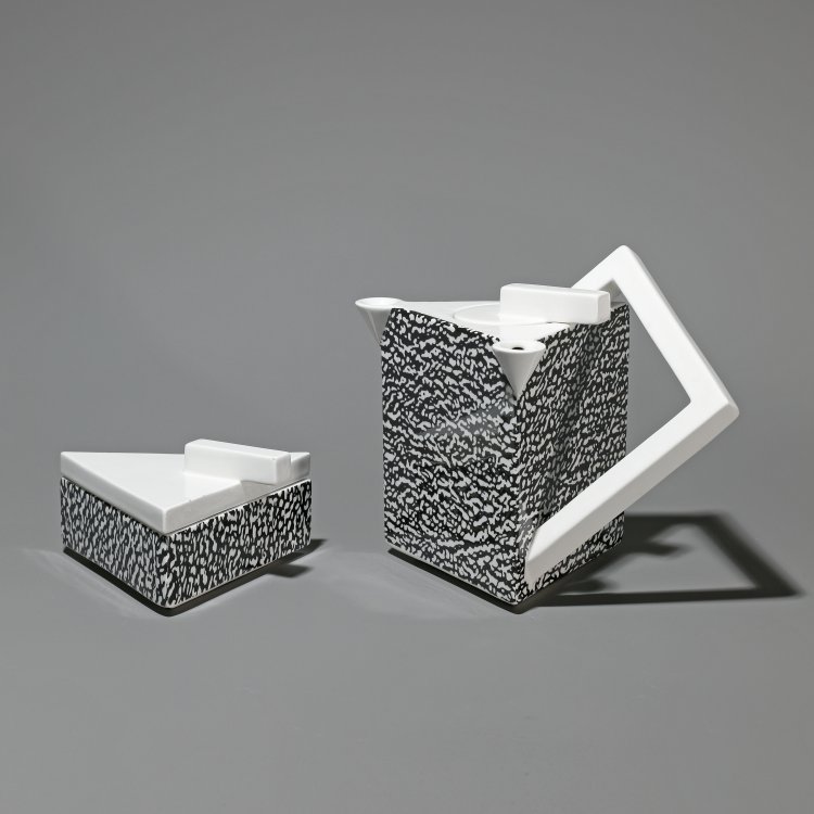 Bild 1 zu Objekt, Teapot Cabbage + 2 x Cups Pepper + Sugar Bowl Radish in OVP, Aldo Cibic, Memphis, K-14 626