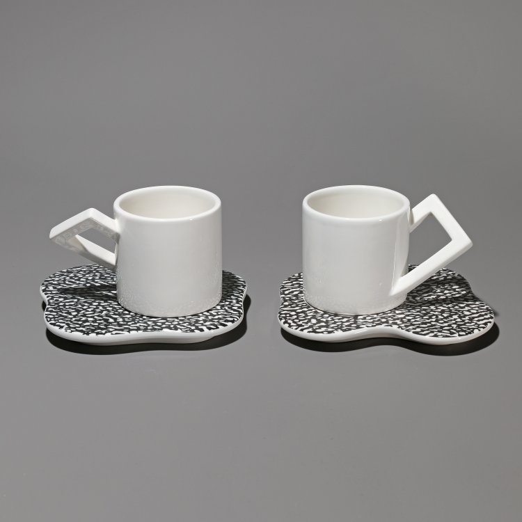 Bild 3 zu Objekt, Teapot Cabbage + 2 x Cups Pepper + Sugar Bowl Radish in OVP, Aldo Cibic, Memphis, K-14 626