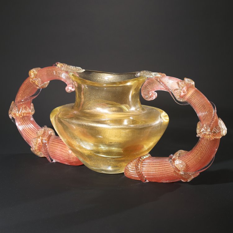 Hauptbild zu Objekt, Vase f&uuml;r den Palazzo Albarelli in Sant Erasmo, 1975, Ernst Fuchs, Seguso Vetri d'Arte, Murano; Signoretto, Pino, Murano., K-14 90