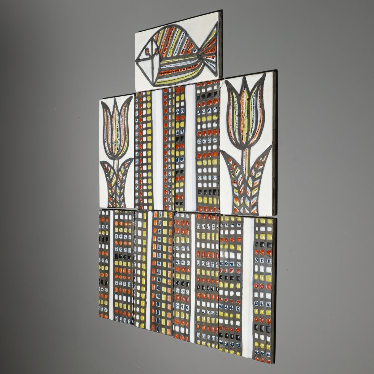 Hauptbild zu Objekt, 9 Fliesen, Roger Capron, K-14 203