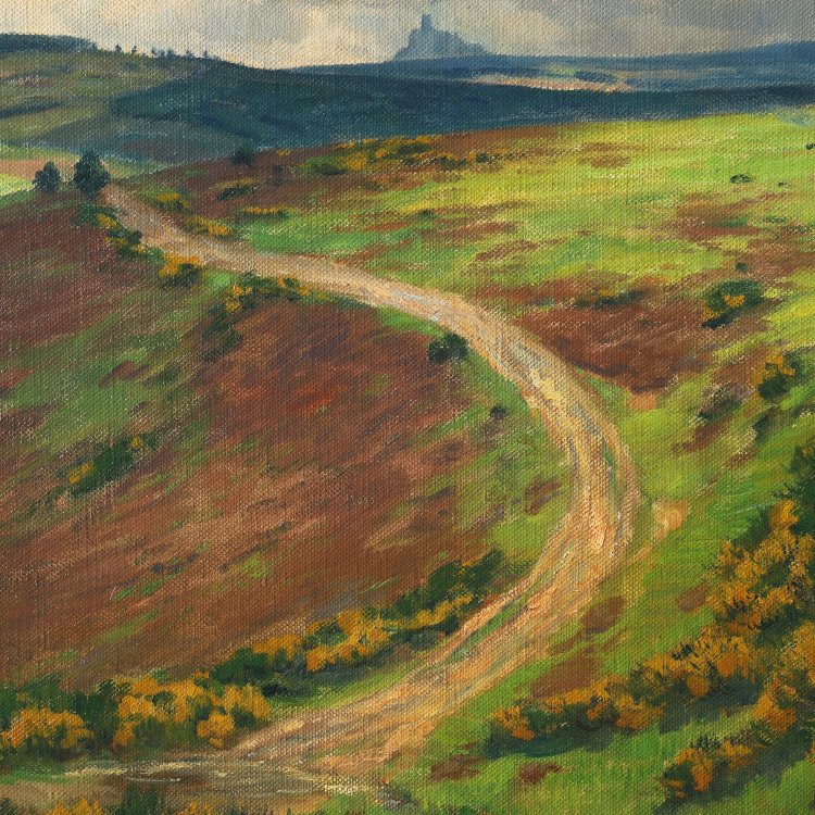 Bild 3 zu Objekt, Wide Eifel landscape in spring with a view of the N&uuml;rburg, Fritz von Wille, K-14 231