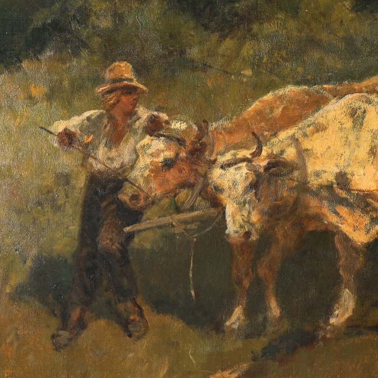 Bild 2 zu Objekt, painting Cow Cart, Christian Adolf Schreyer, K-14 230