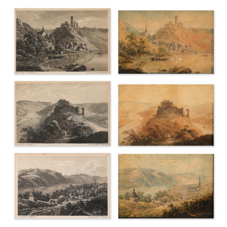 Hauptbild zu Objekt, Three colored aquatint etchings, Johann Carl Bodmer (after), K-14 234
