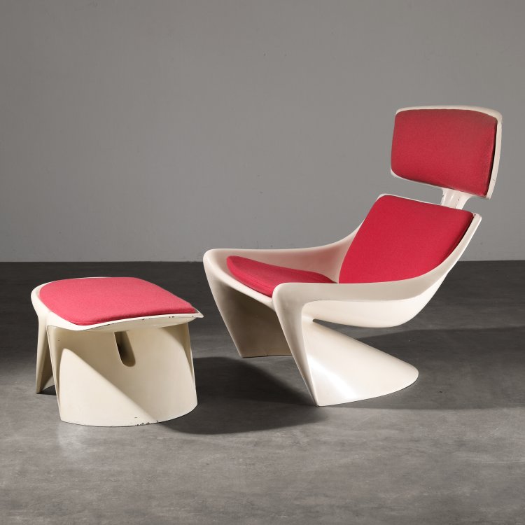 Hauptbild zu Objekt, Freischwinger Sessel Modell Pr&auml;sident + Ottomane, Steen &Oslash;stergaard, CADO, K-14 535