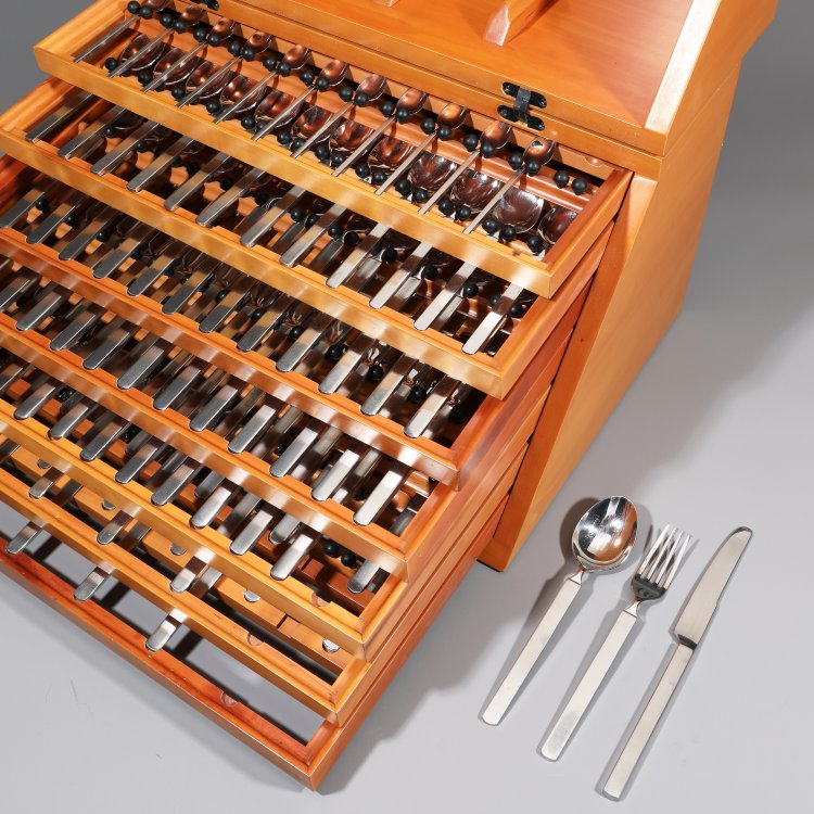 Hauptbild zu Objekt, Small series cutlery box + cutlery model Dry, Achille Castiglioni, De Padova / Alessi, K-14 662