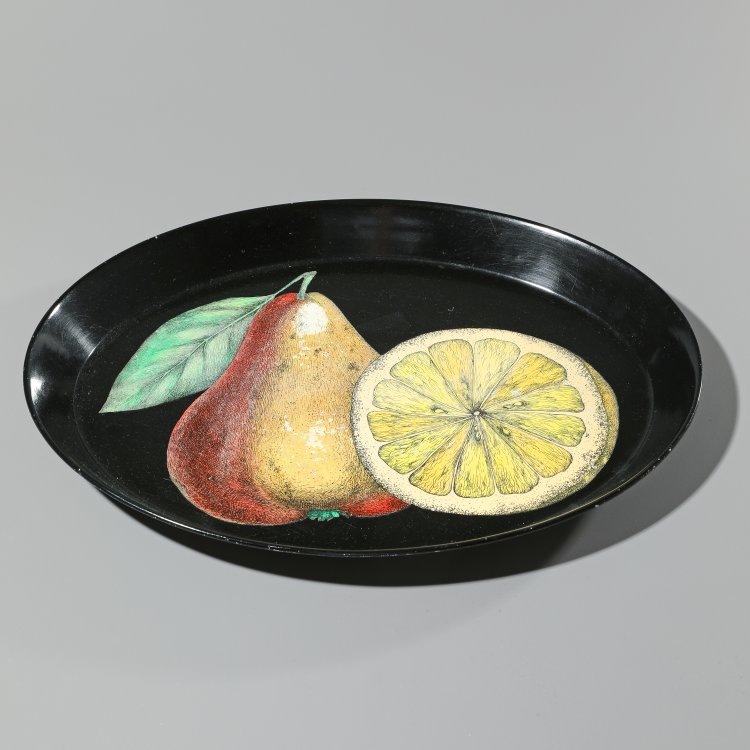 Bild 1 zu Objekt, Ovales Tablett, Motiv Birne und Zitrone, Piero Fornasetti, Fornasetti, K-14 546