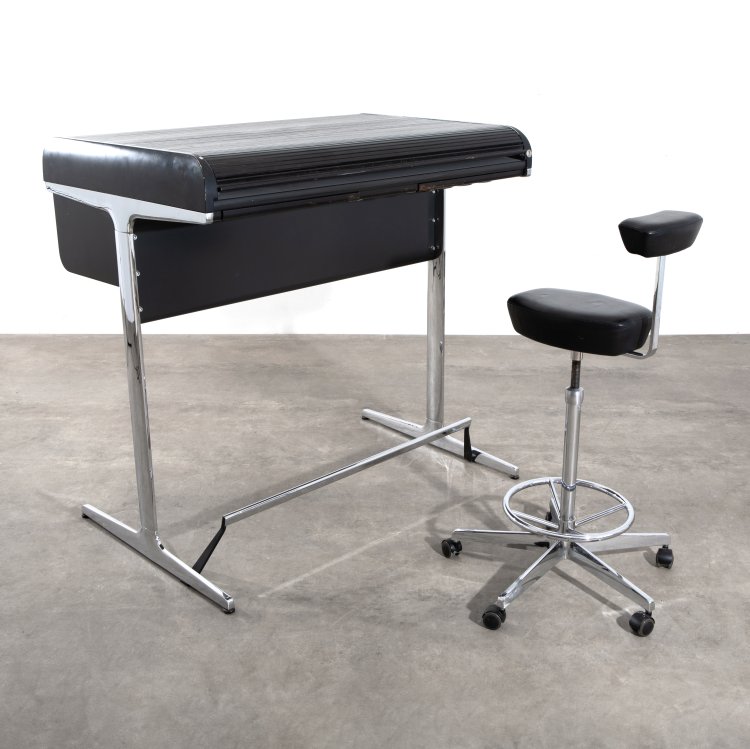 Hauptbild zu Objekt, Action Office Rolltop Standing Desk + Work Chair Model Perch, George Nelson, Herman Miller, K-14 494