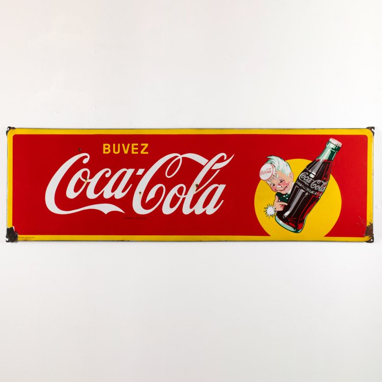 Hauptbild zu Objekt, Emaille Werbeschild 'Buvez Coca Cola' mit Sprite Boy, K-15 452