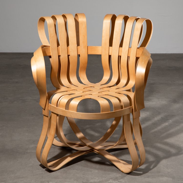 Hauptbild zu Objekt, Armlehnstuhl Modell Cross Check + Katalog + Krawatte, Frank O. Gehry, Knoll International, K-15 634