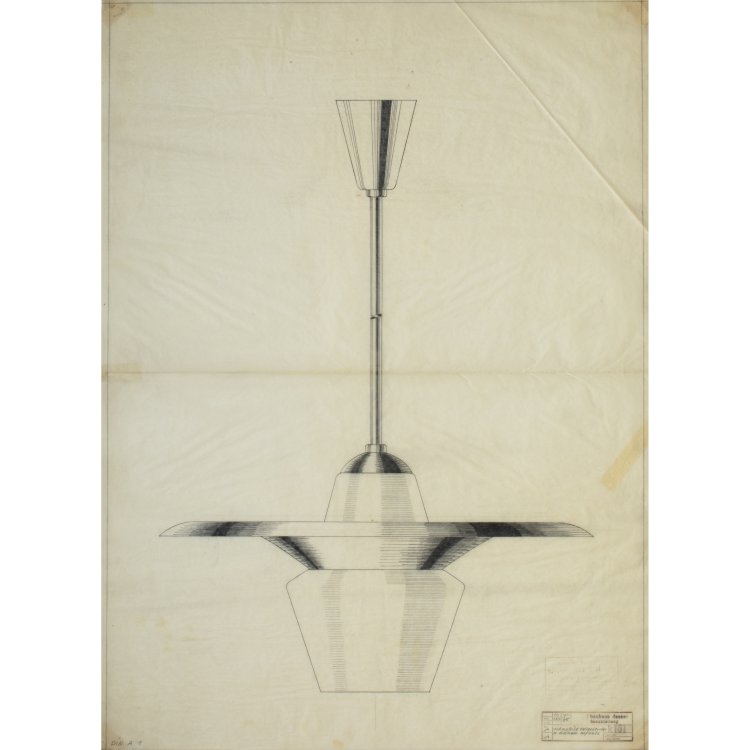 Hauptbild zu Objekt, Design drawing of a Kandem plate lamp, 1931, Heinrich Siegfried Bormann, Bauhaus Dessau, K-15 404