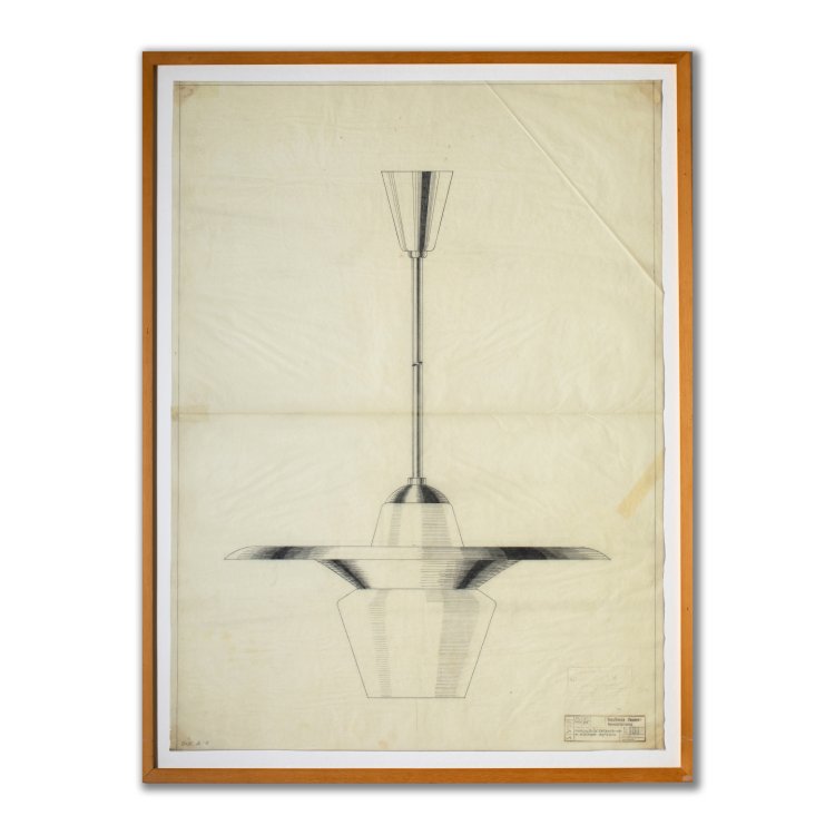 Bild 1 zu Objekt, Design drawing of a Kandem plate lamp, 1931, Heinrich Siegfried Bormann, Bauhaus Dessau, K-15 404