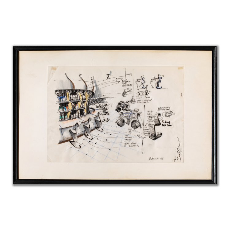 Bild 1 zu Objekt, Entwurfszeichnung f&uuml;r eine Bar / Kaffee, 1988, Ron Arad, K-15 596