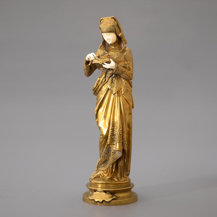 Hauptbild zu Objekt, Chryselephantin-Figur 'Liseuse', Albert-Ernest Carrier-Belleuse, K-17 216
