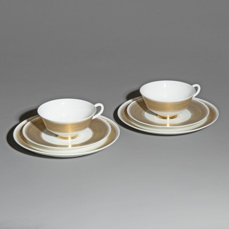 Bild 8 zu Objekt, Tea jug, 2 plates, 2 cups with saucers, 'Hallesche Form', Marguerite Friedlaender-Wildenhain, Berlin, St.P.M. / Burg Giebichenstein / Berlin, K.P.M., K-15 125