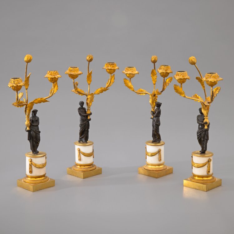 Hauptbild zu Objekt, 2 pairs of Empire candlesticks, K-15 18