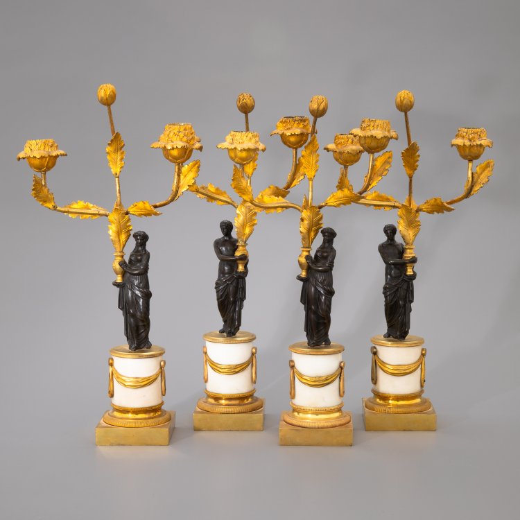 Bild 1 zu Objekt, 2 pairs of Empire candlesticks, K-15 18