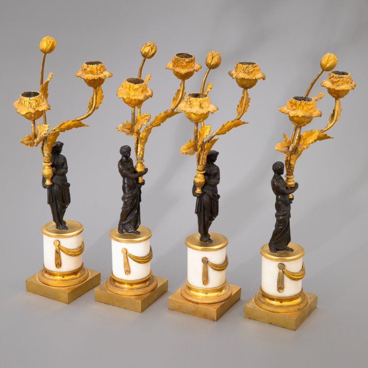 Bild 4 zu Objekt, 2 pairs of Empire candlesticks, K-15 18