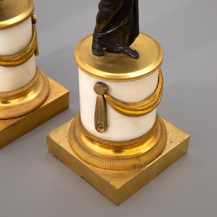 Bild 6 zu Objekt, 2 pairs of Empire candlesticks, K-15 18