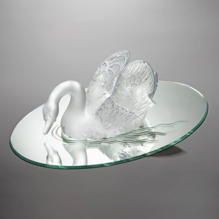 Hauptbild zu Objekt, Large swan on mirror plate, Ren&eacute; Lalique, Lalique, K-15 32