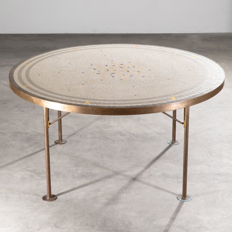 Hauptbild zu Objekt, Round mosaic coffee table, Berthold M&uuml;ller-Oerlinghausen, Berthold M&uuml;ller-Oerlinghausen, K-15 437