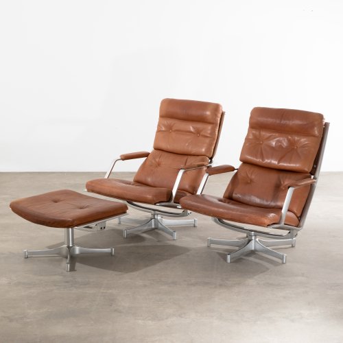 2 lounge chairs model FK 85 + ottoman