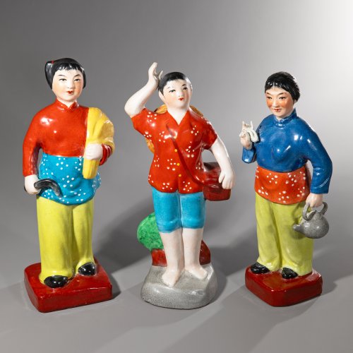 Drei Maoistische Porzellanfiguren